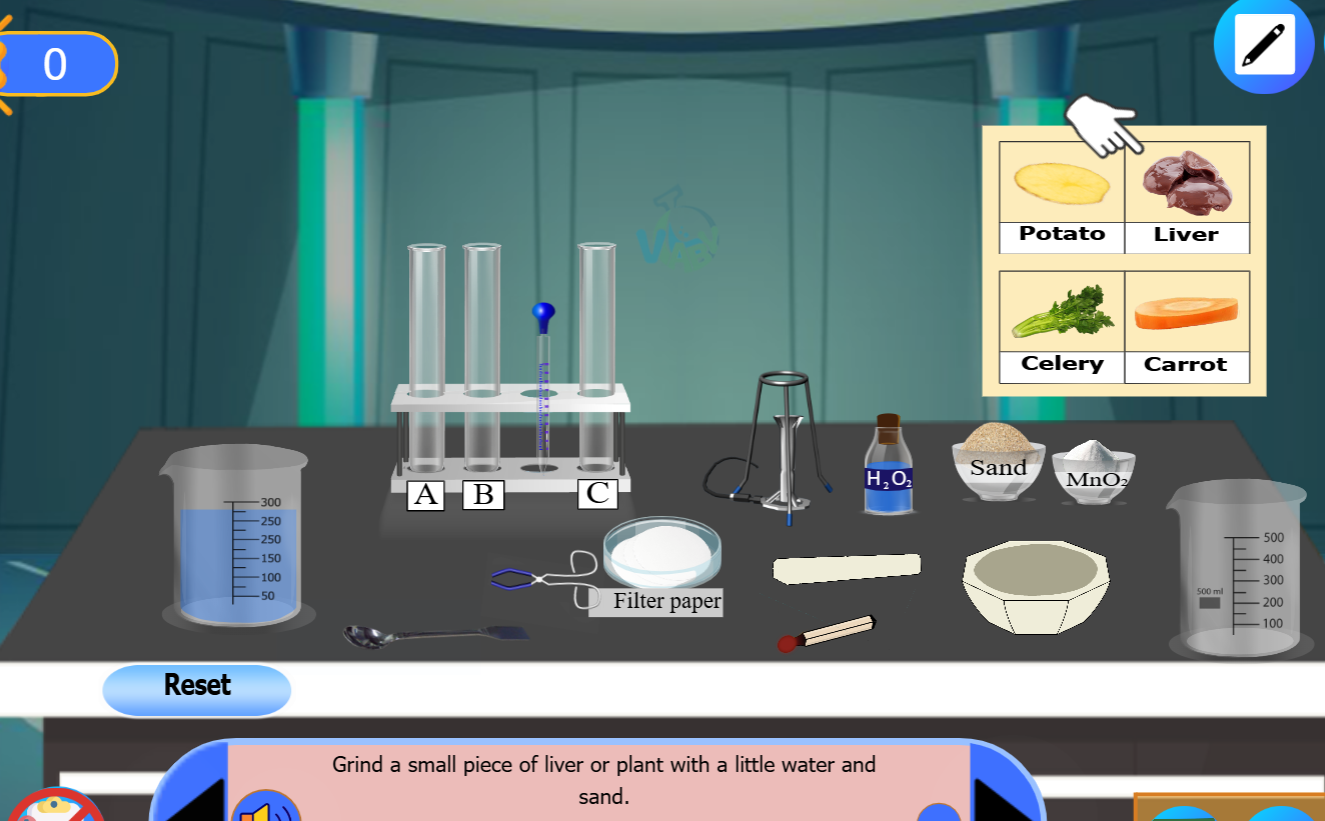 تفاعل الكاتلاز مع بيروكسيد الهيدروجين