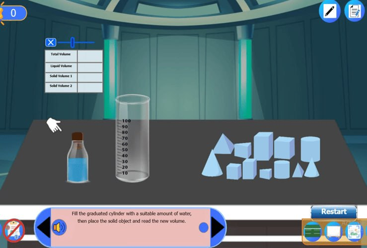 تعين حجم جسم صلب بمعلومية حجم سائل