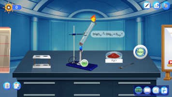 Demonstrates the thermal decomposition of mercury oxide